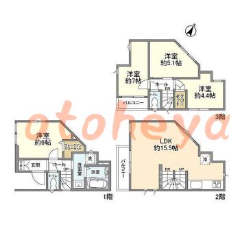 楽器可の賃貸物件 4LDK 18.7万円の図面１