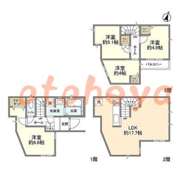 garden物件 4LDK 19.2万円の図面１