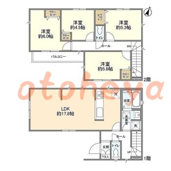 防音室のある楽器可 賃貸物件 4 LDK 22.8万円の図面１