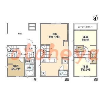 楽器可の賃貸物件 2SLDK 23.6万円の図面１