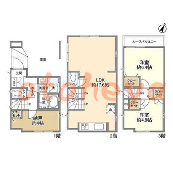 防音室のある楽器可 賃貸物件 2 SLDK 23.6万円の図面１