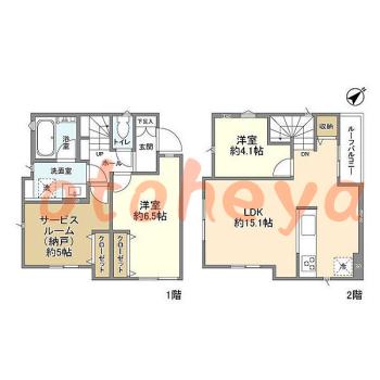 グランドピアノ可の賃貸物件 2 SLDK 23.2万円の図面１