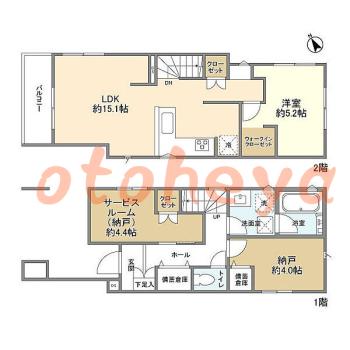 楽器可の賃貸物件 1SLDK 24.3万円の図面１