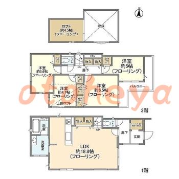防音室のある楽器可 賃貸物件 4 LDK 19.2万円の図面１