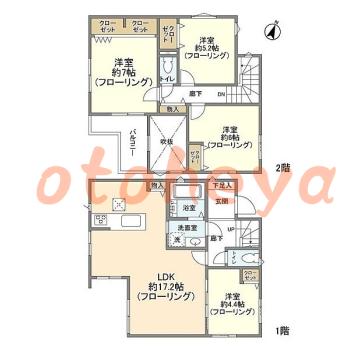 防音室のある楽器可 賃貸物件 4 LDK 19万円の図面１