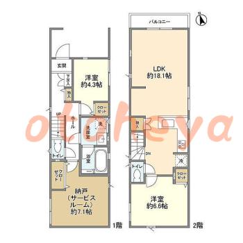 グランドピアノ可の賃貸物件 2 SLDK 21.4万円の図面１