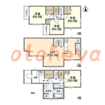 防音室のある楽器可 賃貸物件 4 LDK 16.9万円の図面１