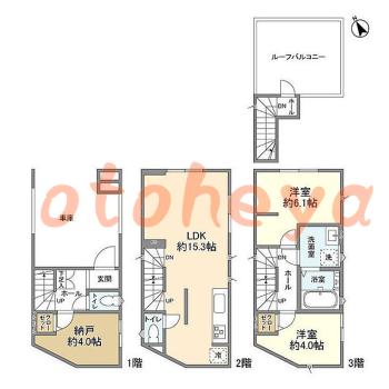 楽器可の賃貸物件 2 SLDK 17.4万円の図面１