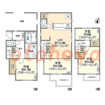 楽器可の賃貸物件 4 LDK 24.9万円の図面１