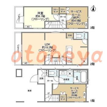 楽器可の賃貸物件 1 SLDK 29.8万円の図面１