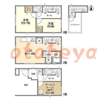 楽器可の賃貸物件 2 SLDK 22.9万円の図面１