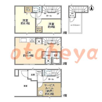 楽器可の賃貸物件 2 SLDK 22.9万円の図面１