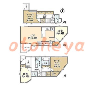 楽器可の賃貸物件 2 SLDK 27.5万円の図面１