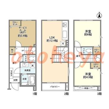 防音室のある楽器可 賃貸物件 2 SLDK 17.1万円の図面１