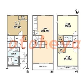 防音室のある楽器可 賃貸物件 2 SLDK 17.1万円の図面１