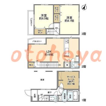 楽器可の賃貸物件 2 SLDK 18.3万円の図面１