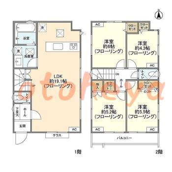 防音室のある楽器可 賃貸物件 4 LDK 23.5万円の図面１