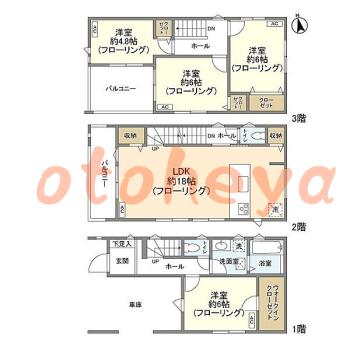 グランドピアノ可の賃貸物件 4 LDK 19.8万円の図面１