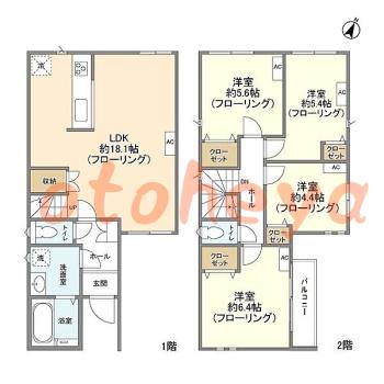 防音室のある楽器可 賃貸物件 4 LDK 18万円の図面１