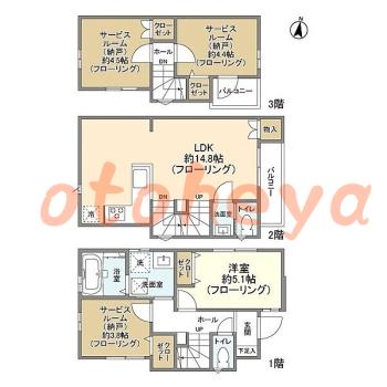 防音室のある楽器可 賃貸物件 1 SLDK 32.2万円の図面１