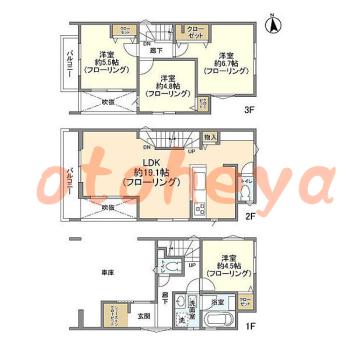 楽器可の賃貸物件 4 LDK 20.7万円の図面１