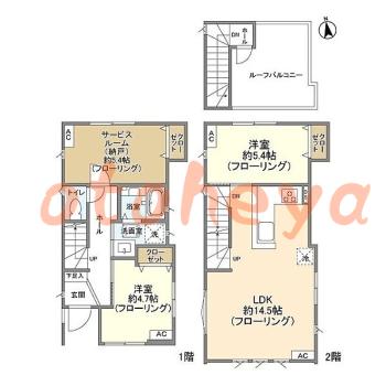楽器可の賃貸物件 2 SLDK 24万円の図面１