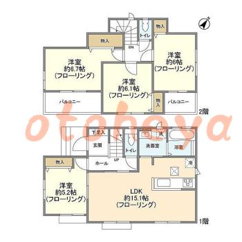 防音室のある楽器可 賃貸物件 4 LDK 15.8万円の図面１