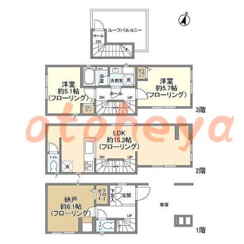グランドピアノ可の賃貸物件 2 SLDK 25.5万円の図面１