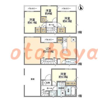 saitama物件 4 LDK 20.3万円の図面１