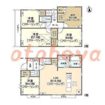 防音室のある楽器可 賃貸物件 4 SLDK 25.8万円の図面１