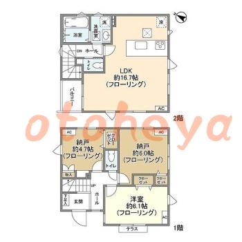 防音室のある楽器可 賃貸物件 1 SLDK 34.5万円の図面１
