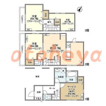 楽器可の賃貸物件 3 SLDK 24.9万円の図面１