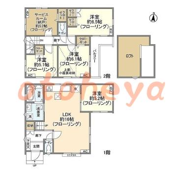 防音室のある楽器可 賃貸物件 4 SLDK 20.5万円の図面１