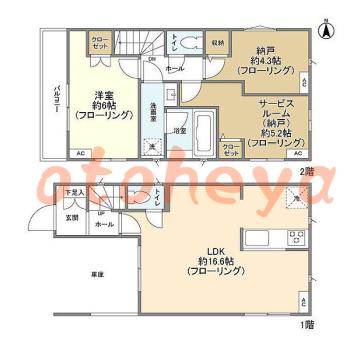 防音室のある楽器可 賃貸物件 1 SLDK 24.8万円の図面１