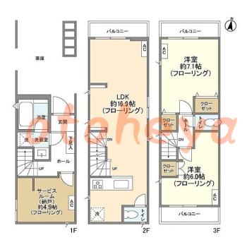 防音室のある楽器可 賃貸物件 2 SLDK 21万円の図面１