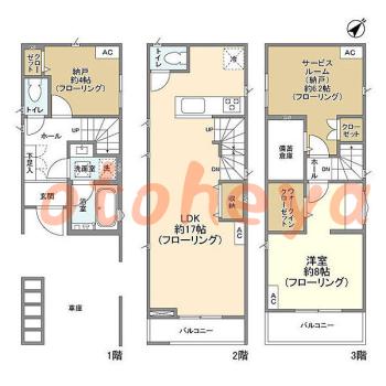 楽器可の賃貸物件 1 SLDK 19.8万円の図面１