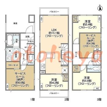 楽器可の賃貸物件 3 SLDK 21.8万円の図面１
