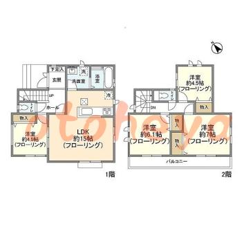 楽器可の賃貸物件 4 LDK 21.7万円の図面１