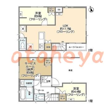 防音室のある楽器可 賃貸物件 2 SLDK 29.8万円の図面１
