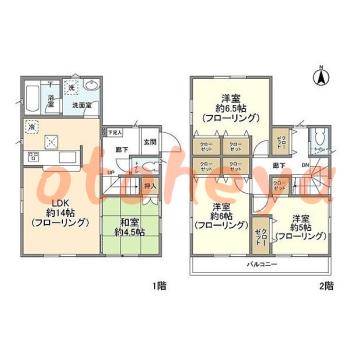 グランドピアノ可の賃貸物件 4 LDK 17.7万円の図面１