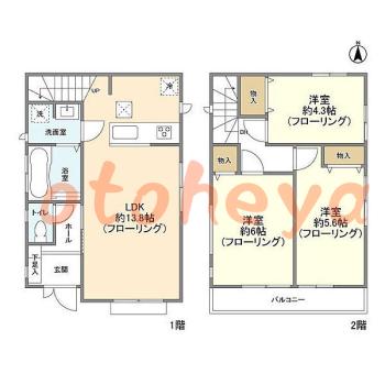 防音室のある楽器可 賃貸物件 3 LDK 20.6万円の図面１