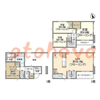 saitama物件 3 SLDK 24.8万円の図面１