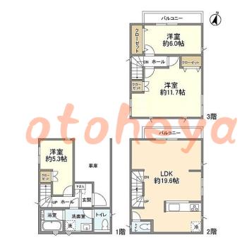 物件 3 LDK 22.7万円の図面１