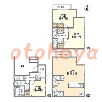物件 3 LDK 22.5万円の図面１