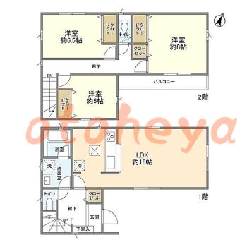 楽器可の賃貸物件 3 LDK 18.9万円の図面１