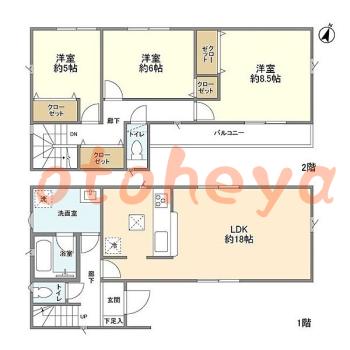 防音室のある楽器可 賃貸物件 3 LDK 18.9万円の図面１