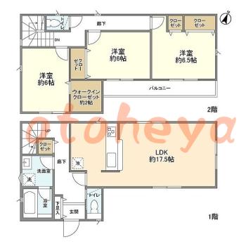 グランドピアノ可の賃貸物件 3 LDK 18.9万円の図面１