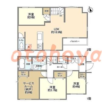 防音室のある楽器可 賃貸物件 3 SLDK 23.1万円の図面１