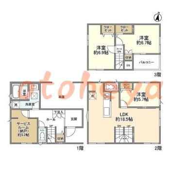 tokyo4物件 3 SLDK 25.2万円の図面１