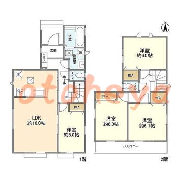 グランドピアノ可の賃貸物件 4 LDK 19.2万円の図面１